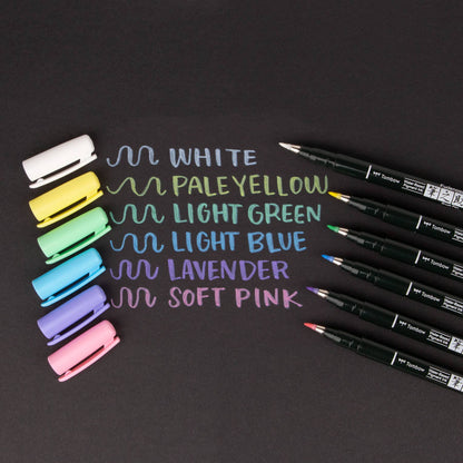 Tombow - Fudenosuke Pastel Calligraphy Brush Pens - Set of 6