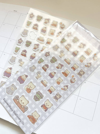 Kuboandlucy Stationery Co - Sticker Sheet - Halloween Bears