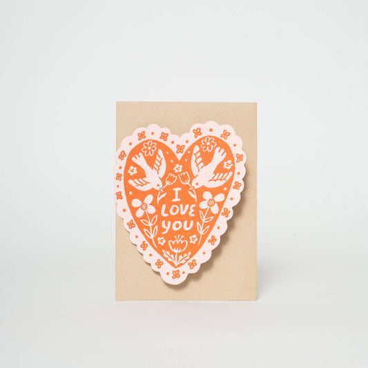 Egg Press Manufacturing - Phoebe Wahl Letterpress Greeting Card - Love Birds Heart