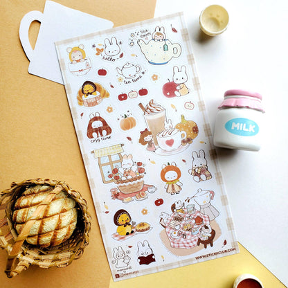 STICKII - Sticker Sheet - Bunny Tea Time