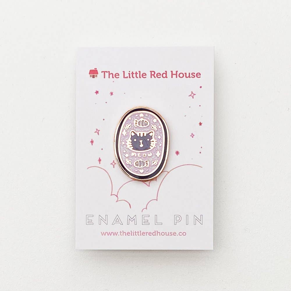 The Little Red House - Enamel Pin - Cat Badge Speckle
