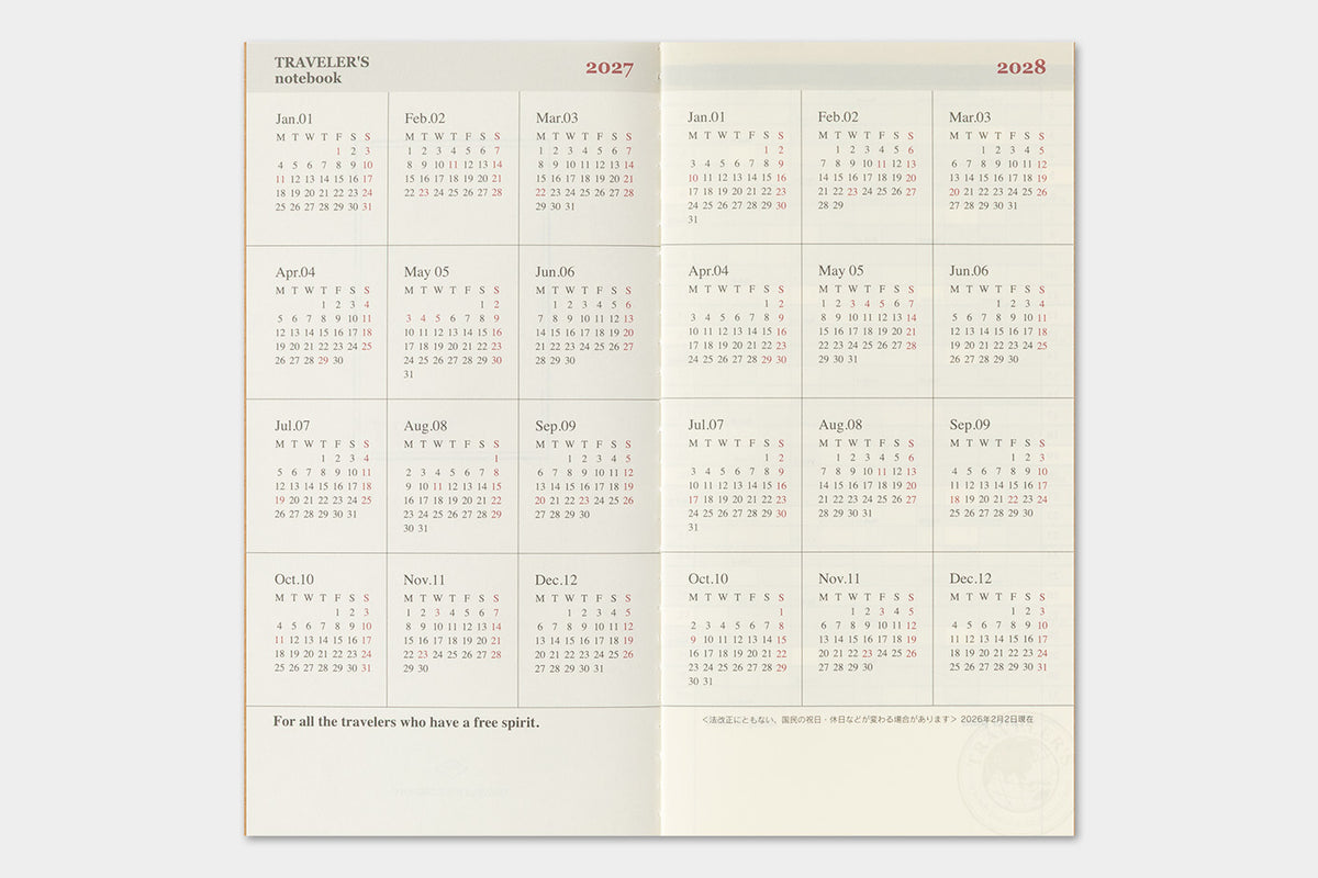 TRAVELER's Regular Size Refill - 2027 Monthly
