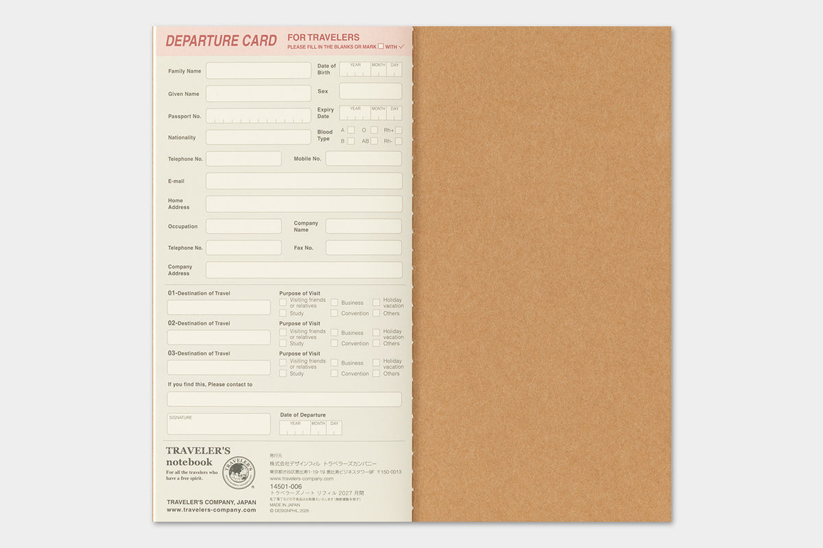 TRAVELER's Regular Size Refill - 2027 Monthly