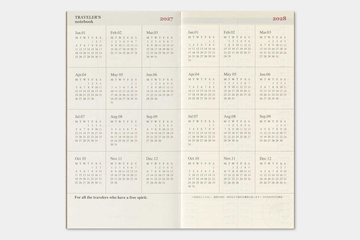 TRAVELER's Regular Size Refill - 2027 Weekly + Memo