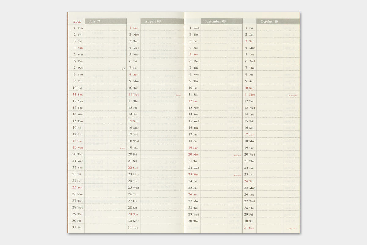 TRAVELER's Regular Size Refill - 2027 Weekly + Memo