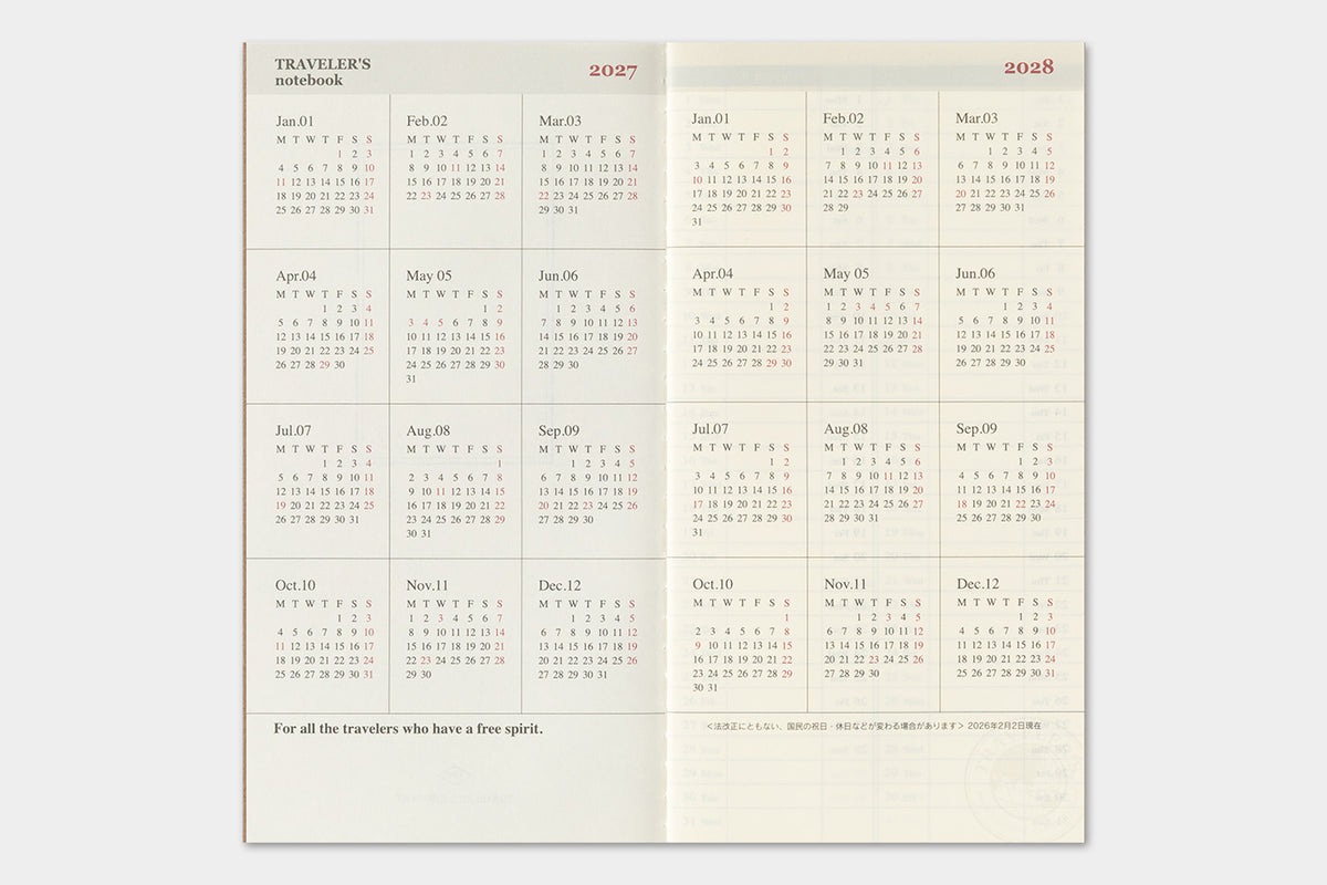TRAVELER's Regular Size Refill - 2027 Weekly Vertical