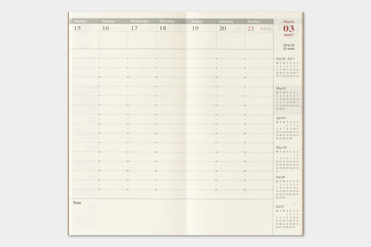TRAVELER's Regular Size Refill - 2027 Weekly Vertical