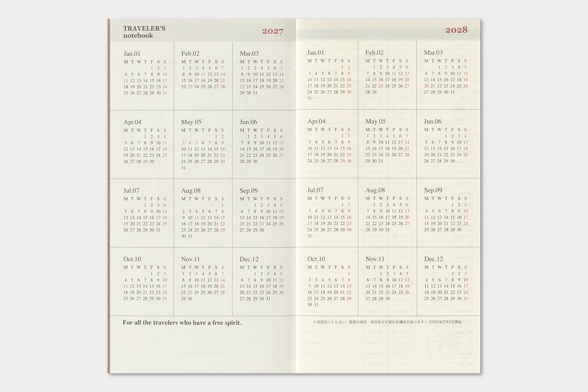 TRAVELER's Regular Size Refill - 2027 Weekly Vertical