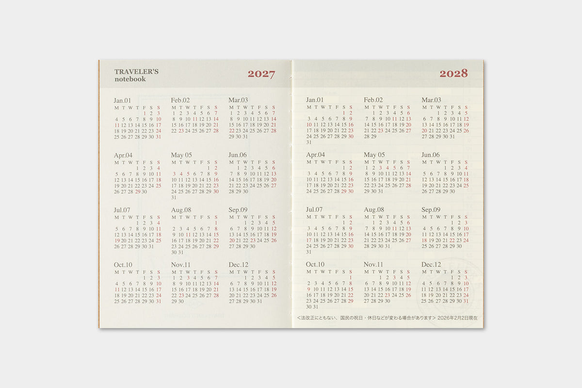 TRAVELER's Passport Size Refill - 2027 Monthly