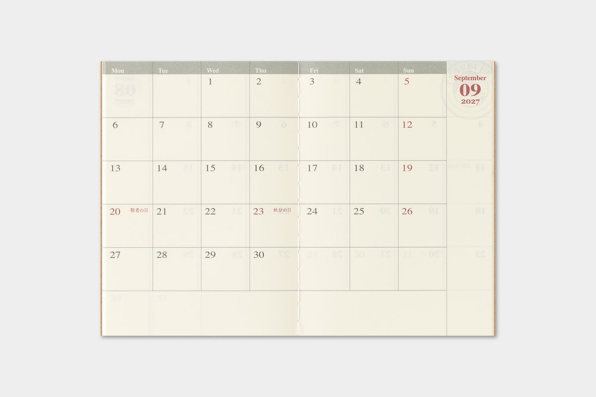 TRAVELER's Passport Size Refill - 2027 Monthly