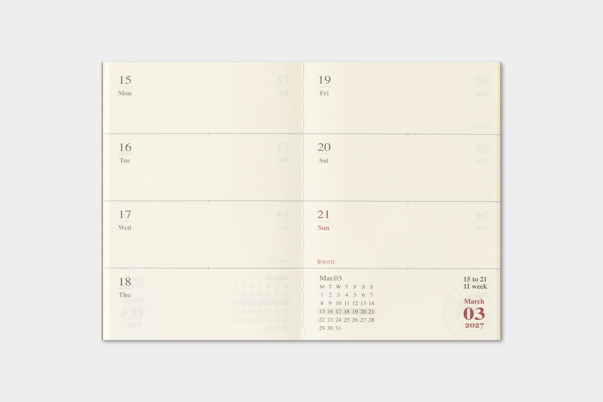 TRAVELER's Passport Size Refill - 2027 Weekly