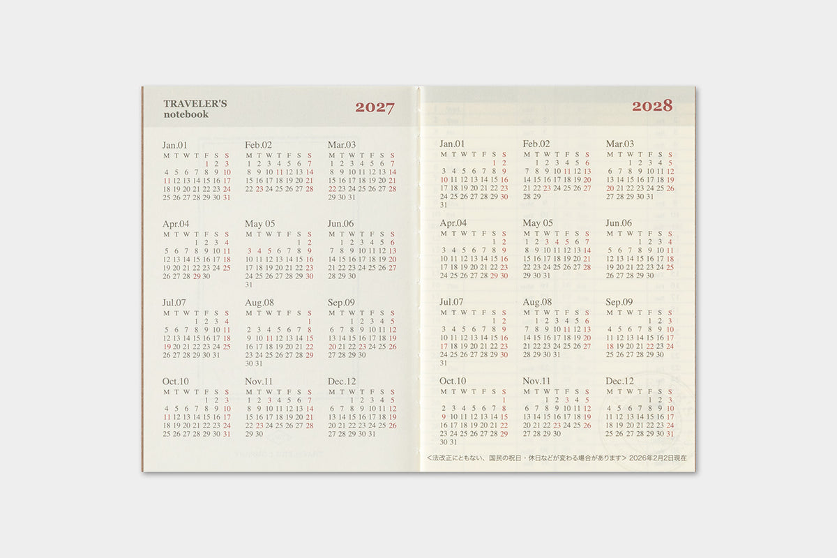 TRAVELER's Passport Size Refill - 2027 Weekly