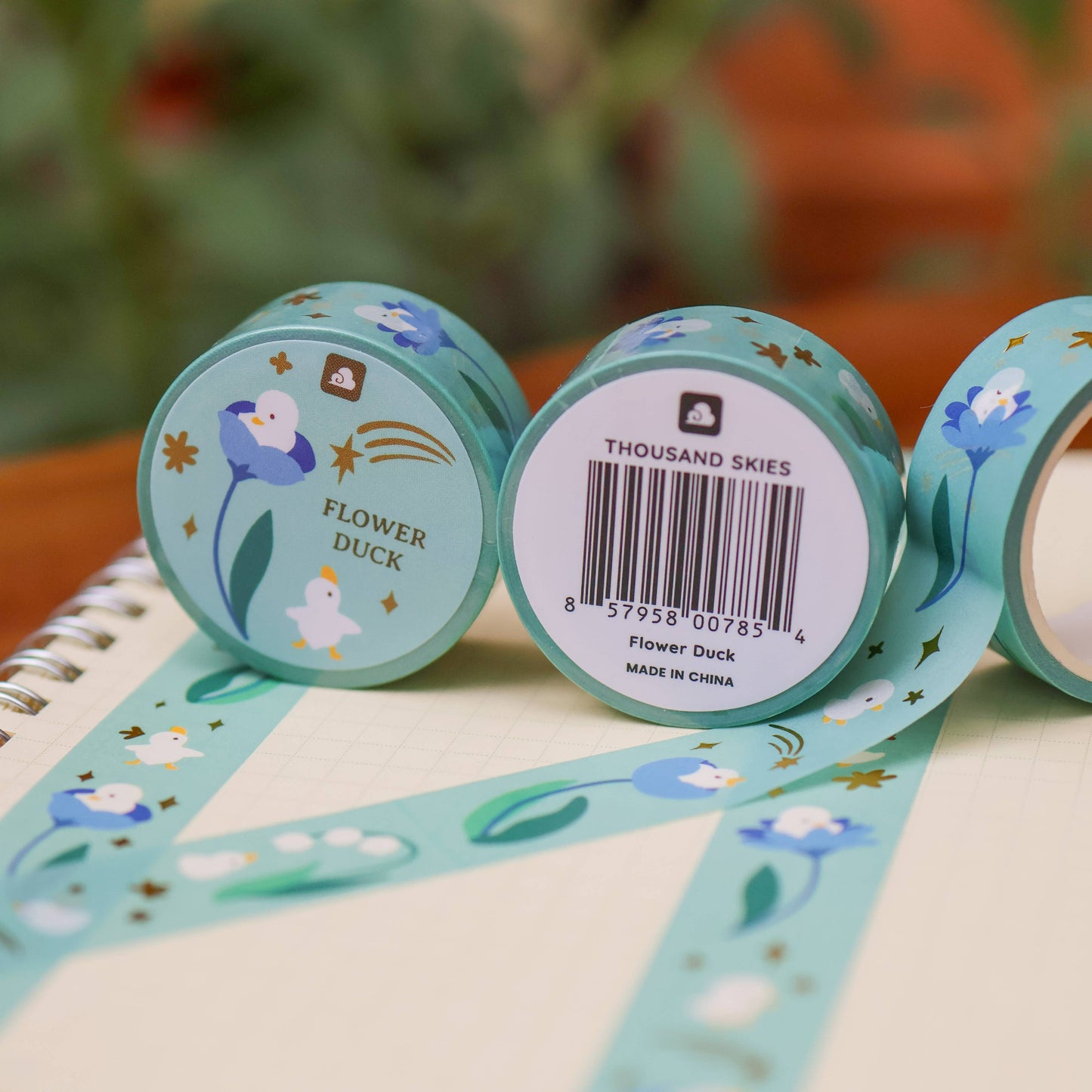 Thousand Skies - Foil Washi Tape - Flower Duck