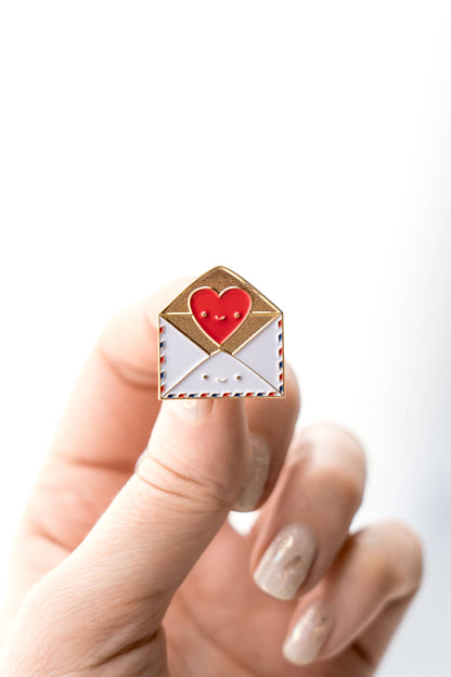 ILOOTPAPERIE - Enamel Pin - Send Love Snail Mail Envelope with Heart