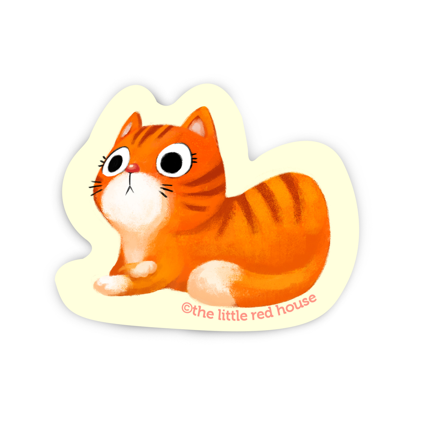 The Little Red House - Orange Cat Vinyl Sticker