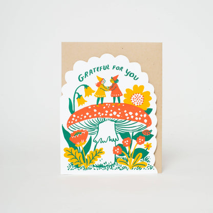 Egg Press Manufacturing - Phoebe Wahl Letterpress Greeting Card - Grateful Gnomes