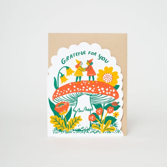 Egg Press Manufacturing - Phoebe Wahl Letterpress Greeting Card - Grateful Gnomes