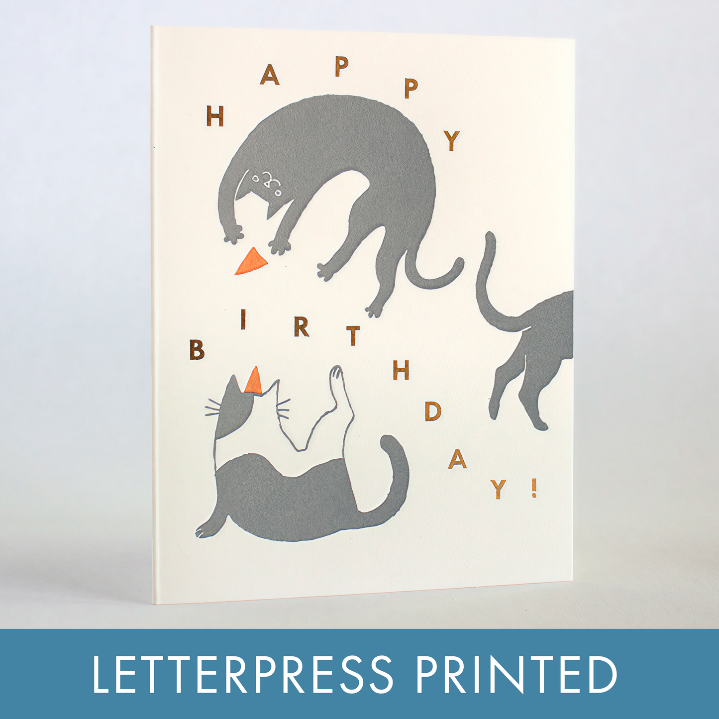 Egg Press Manufacturing - Fugu Fugu Letterpress Greeting Card - Birthday Cats