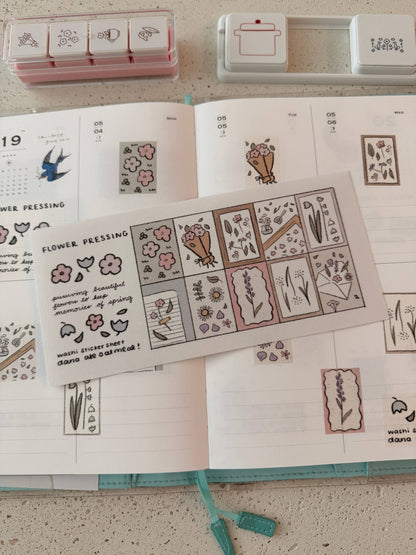 dana ate oatmeal! - Flower Pressing Washi Sticker Sheet