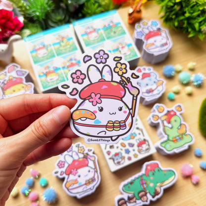 SumLilThings - Bunny Artist (Flowers) Vinyl Sticker