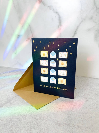 ILOOTPAPERIE - Gold Foil Greeting Card - Snail Mail is the Best Mail