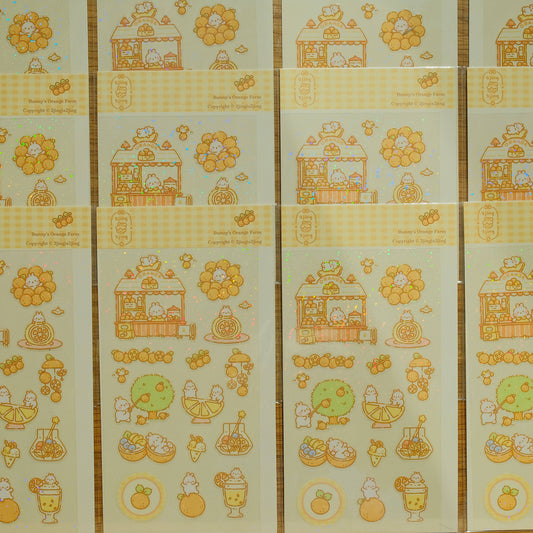 2jingis2jing - Bunny's Fruit Farm Sticker Sheet - Orange Farm