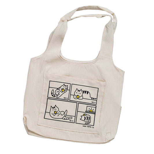 Kayan Pepper Co. - Doom Scrolling Cat - Screen Printed Heavy Canvas Tote Bag