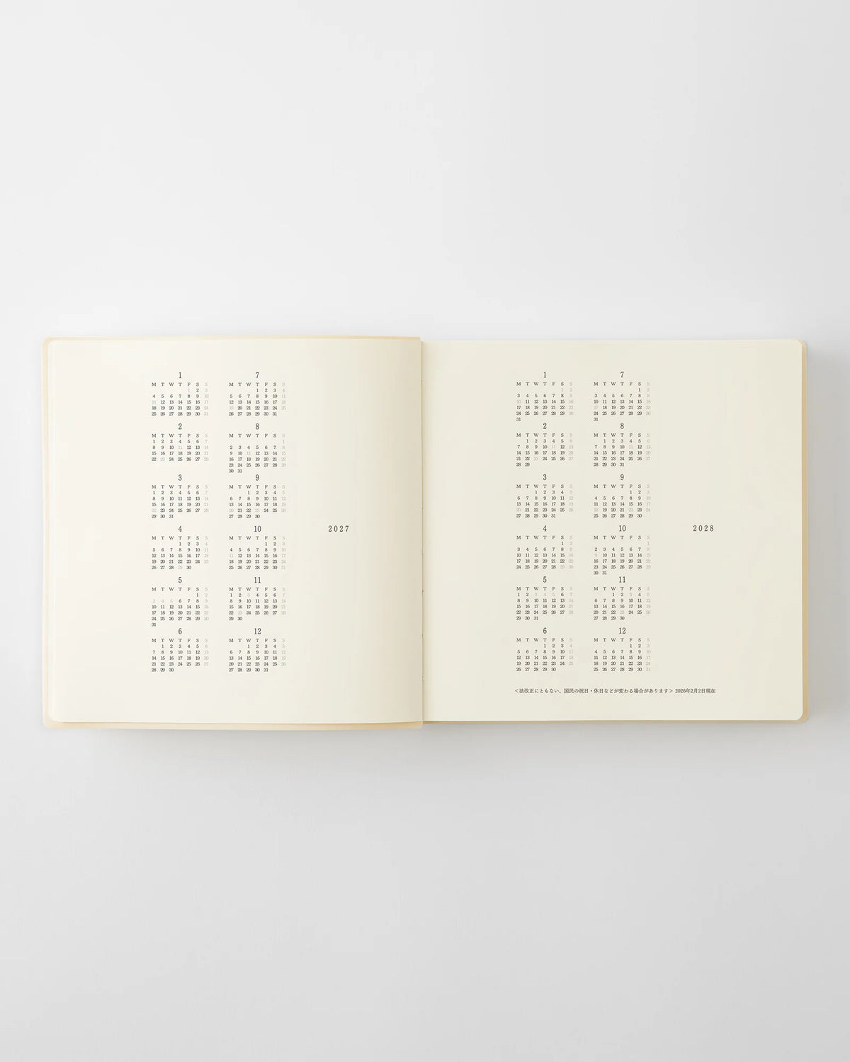 MD 2027 Notebook Diary 1 Day 1 Page - A5 Square