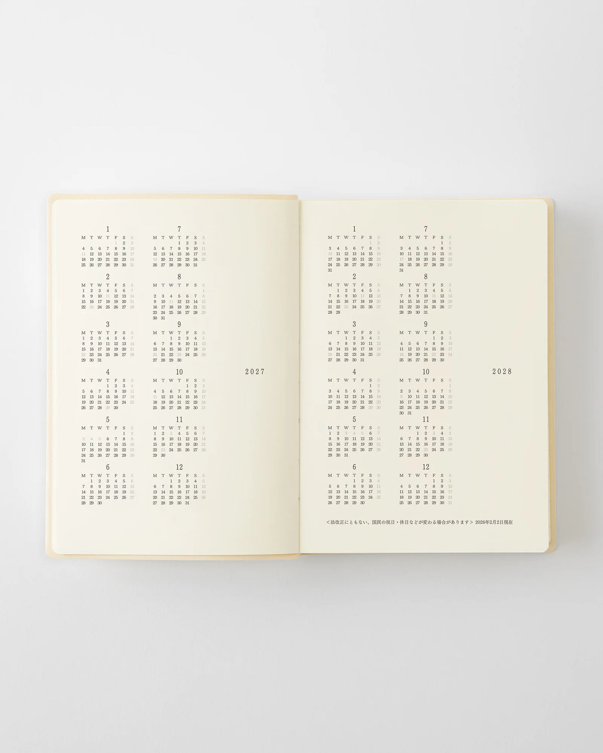 MD 2027 Notebook Diary 1 Day 1 Page - A6