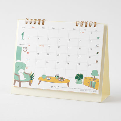 Midori 2027 Desk Ring Calendar - Dog - Medium