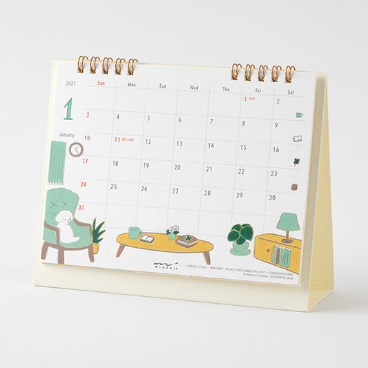Midori 2027 Desk Ring Calendar - Dog - Medium