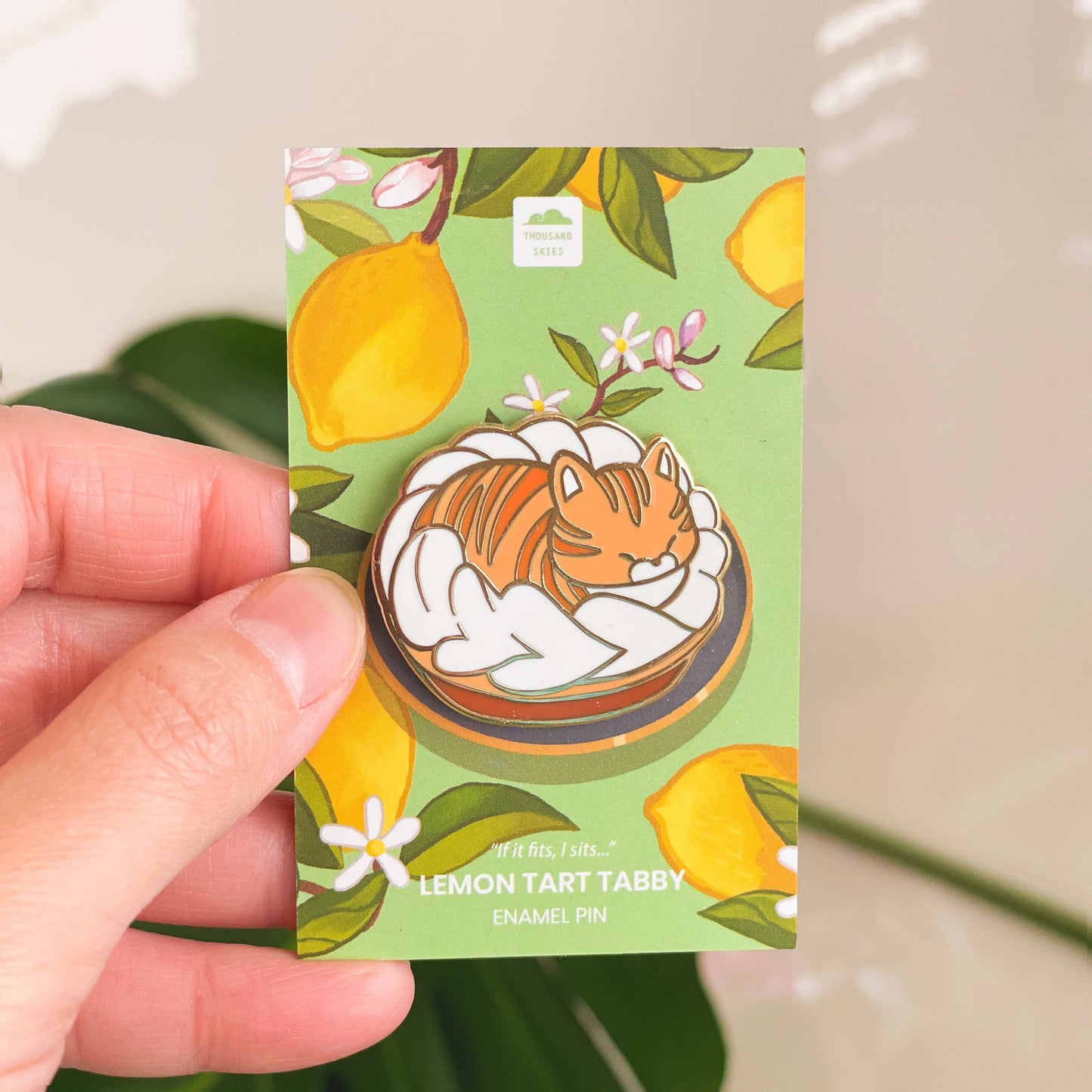 Thousand Skies - Enamel Pin - Lemon Tart Tabby Cat - Orange