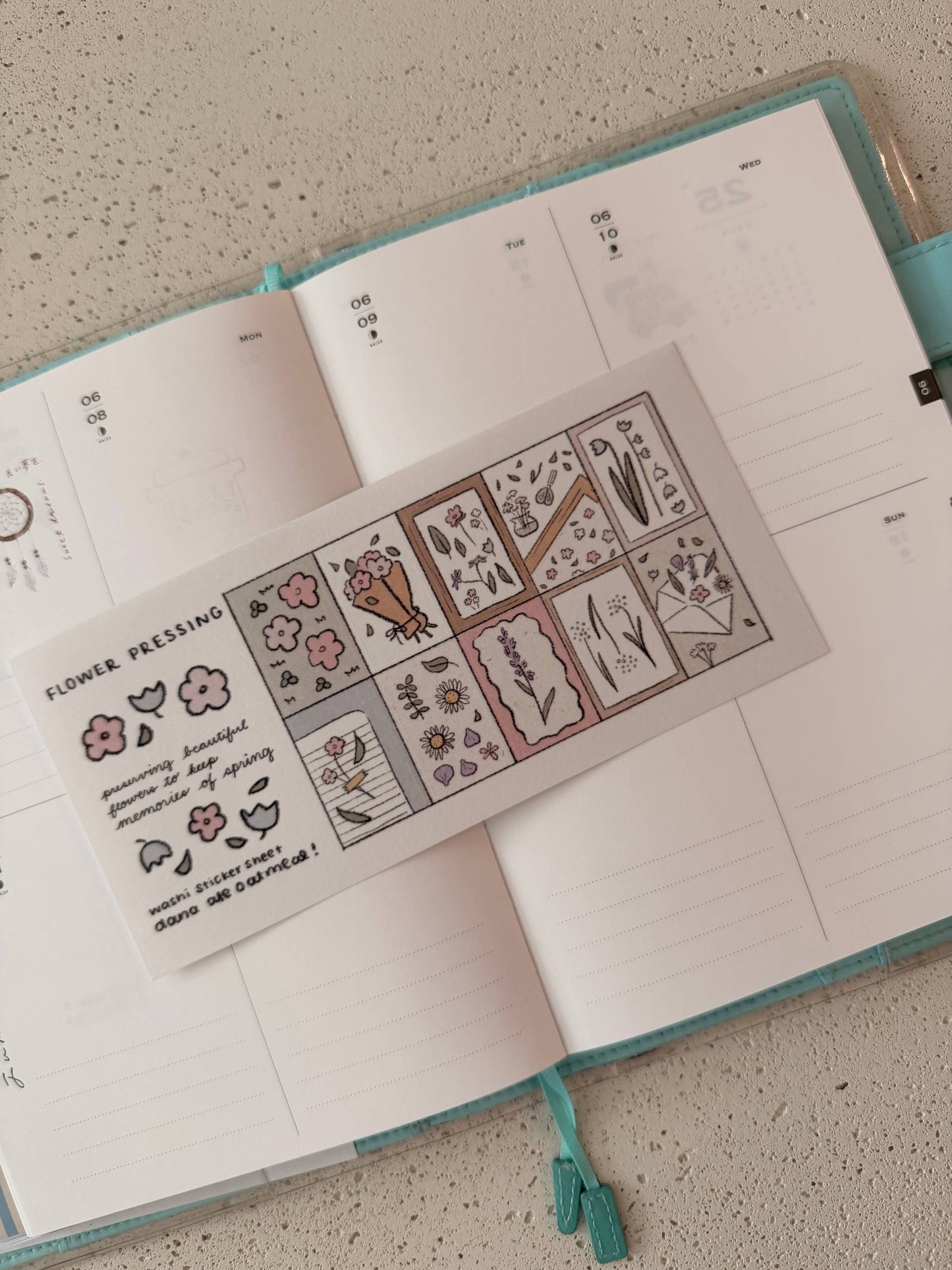 dana ate oatmeal! - Flower Pressing Washi Sticker Sheet