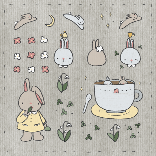 dana ate oatmeal! - Bunny Washi Sticker Sheet