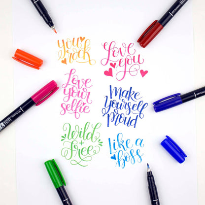 Tombow - Fudenosuke Colors Calligraphy Brush Pens - Set of 10