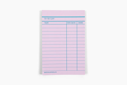 Marigold Press - Library Card Notepad - Pink
