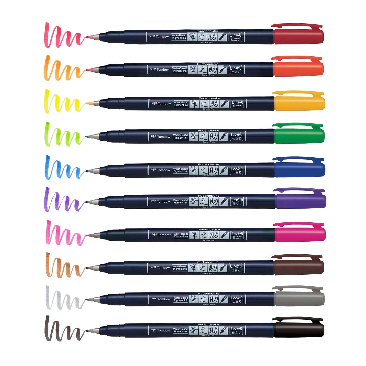 Tombow - Fudenosuke Colors Calligraphy Brush Pens - Set of 10