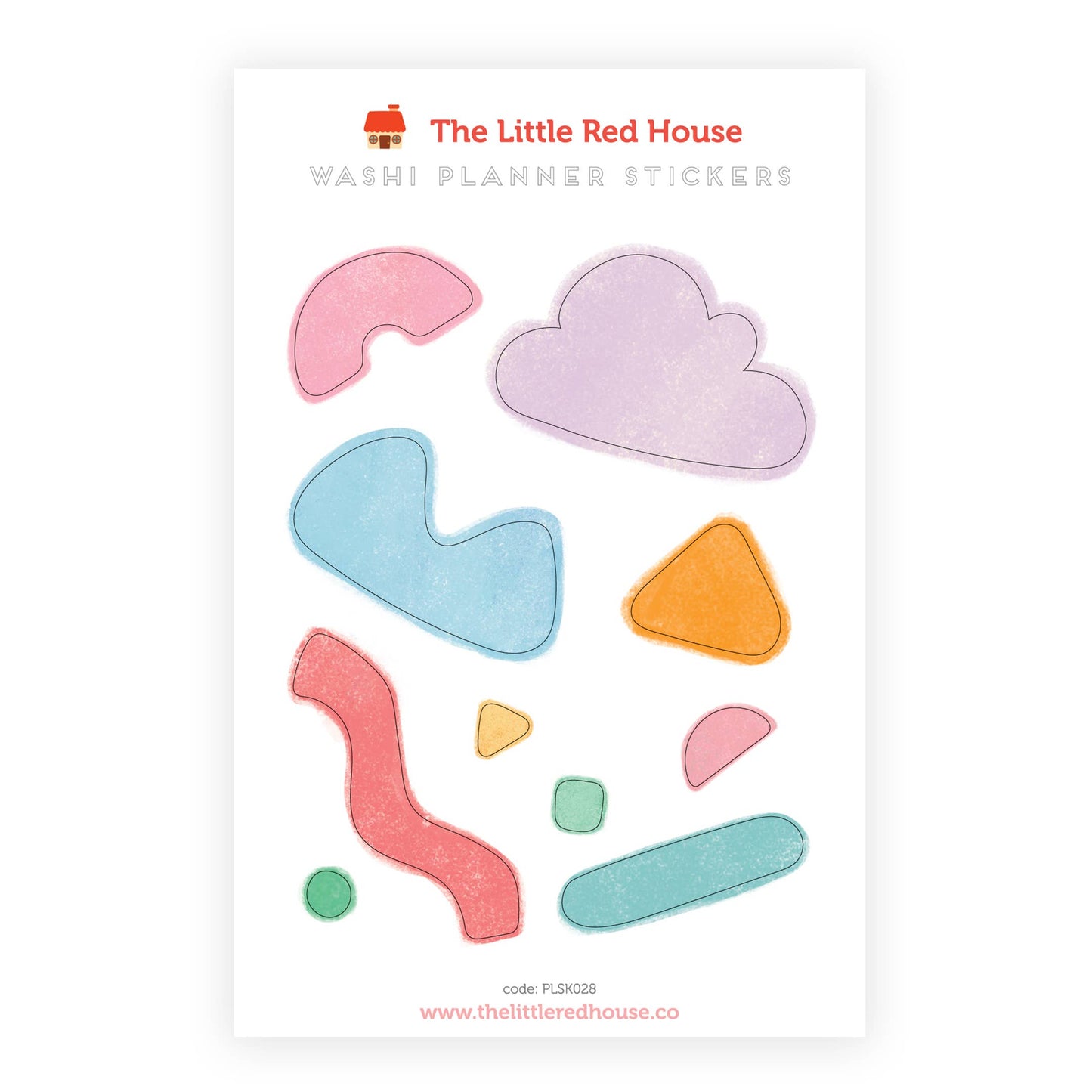 The Little Red House - Organic Shapes Pastel Blue Planner Washi Sticker