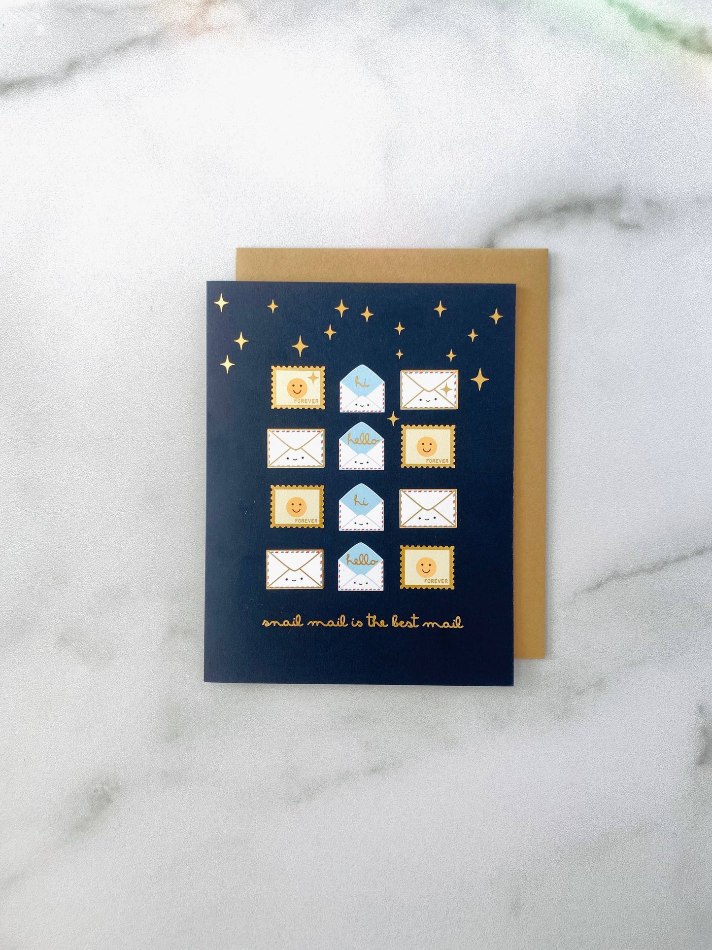 ILOOTPAPERIE - Gold Foil Greeting Card - Snail Mail is the Best Mail