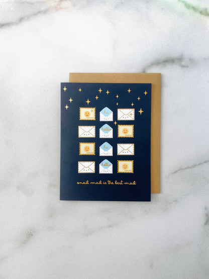 ILOOTPAPERIE - Gold Foil Greeting Card - Snail Mail is the Best Mail