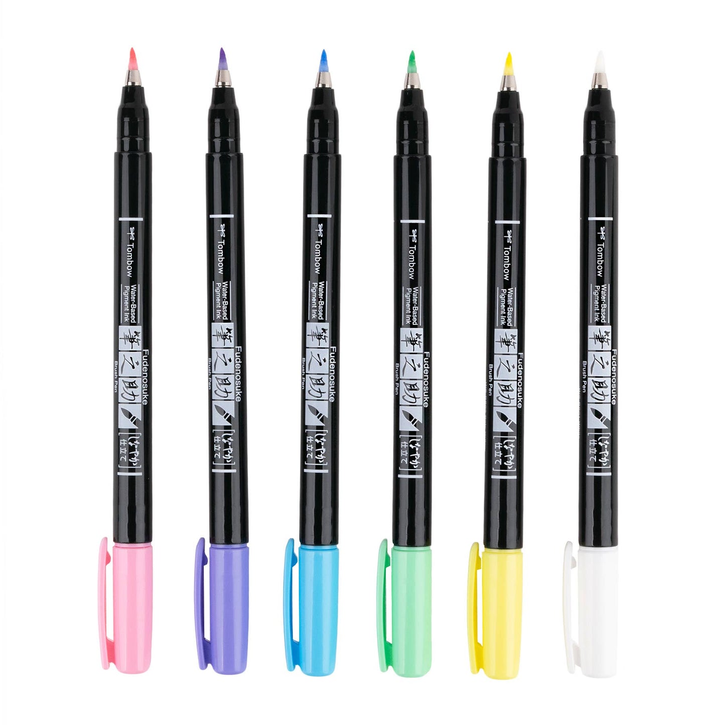 Tombow - Fudenosuke Pastel Calligraphy Brush Pens - Set of 6