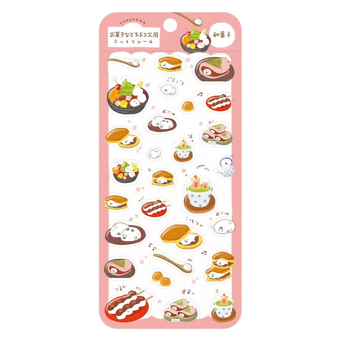 Furukawashiko 3D Sticker Sheet - Sweets Animal Workshop Vol. 3 - Japanese Sweets