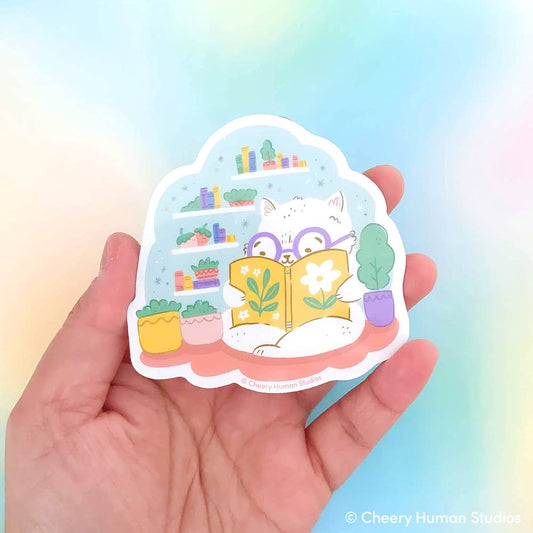 Cheery Human Studios - Reading Nook Cat Vinyl Sticker