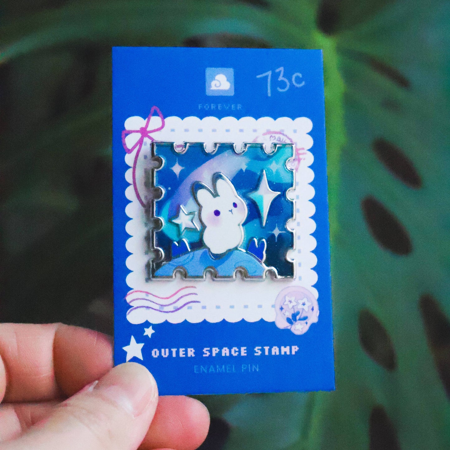 Thousand Skies - Enamel Pin - Rabbit in Outerspace Stamp