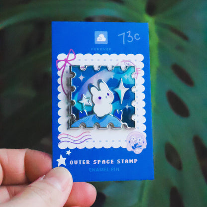 Thousand Skies - Enamel Pin - Rabbit in Outerspace Stamp