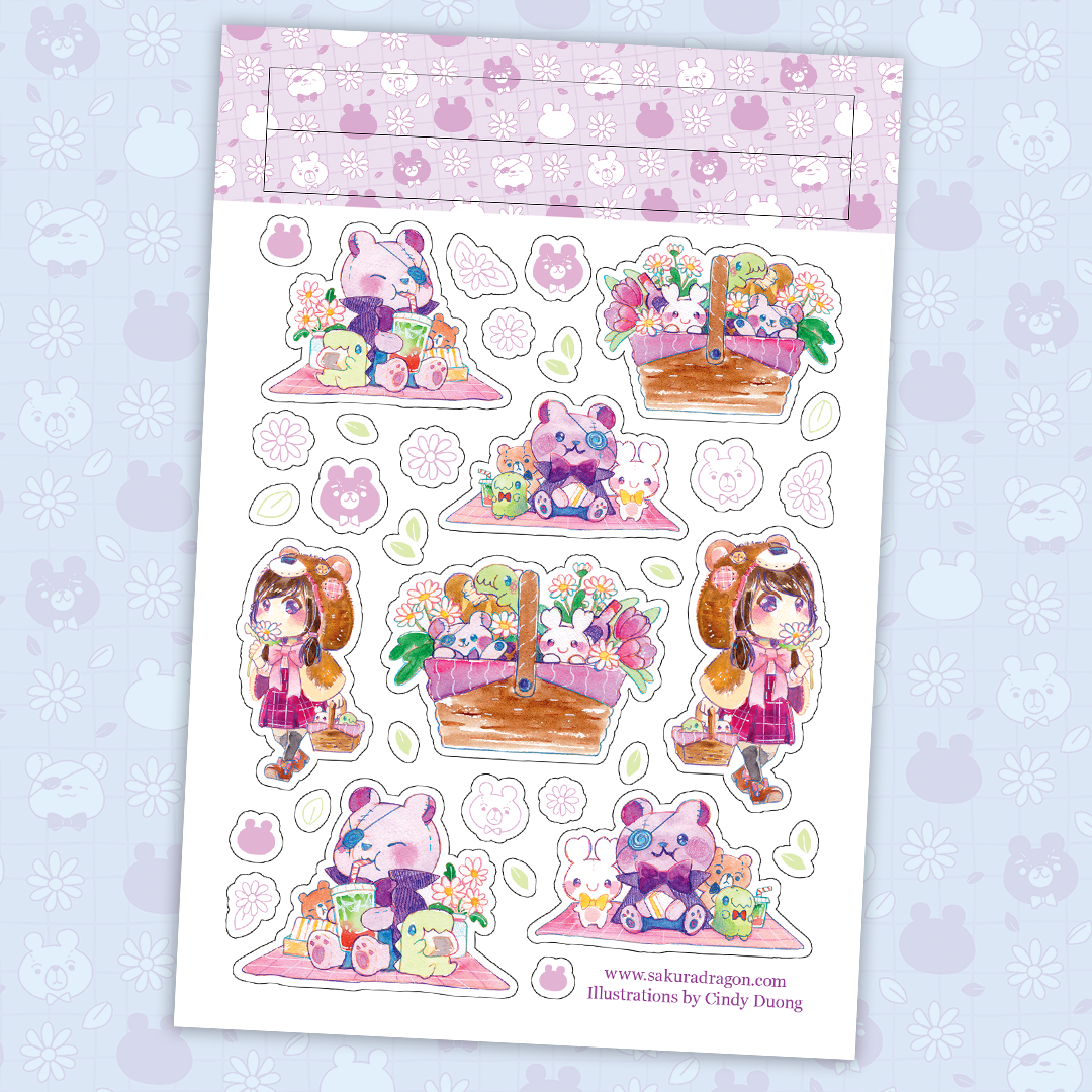 sakuradragon - Sticker Sheet - Teddy Bears Picnic
