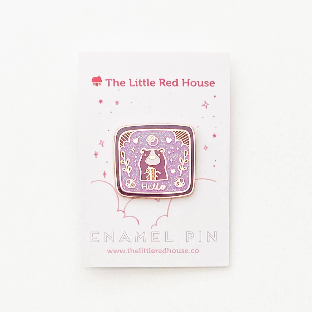 The Little Red House - Enamel Pin - Bear Badge Speckle
