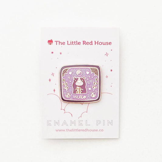 The Little Red House - Enamel Pin - Bear Badge Speckle
