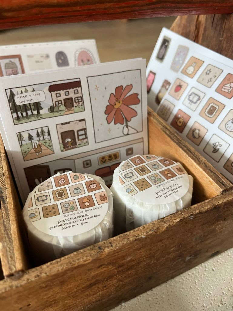 dana ate oatmeal! - Patchwork Kiss Cut Sticker Roll