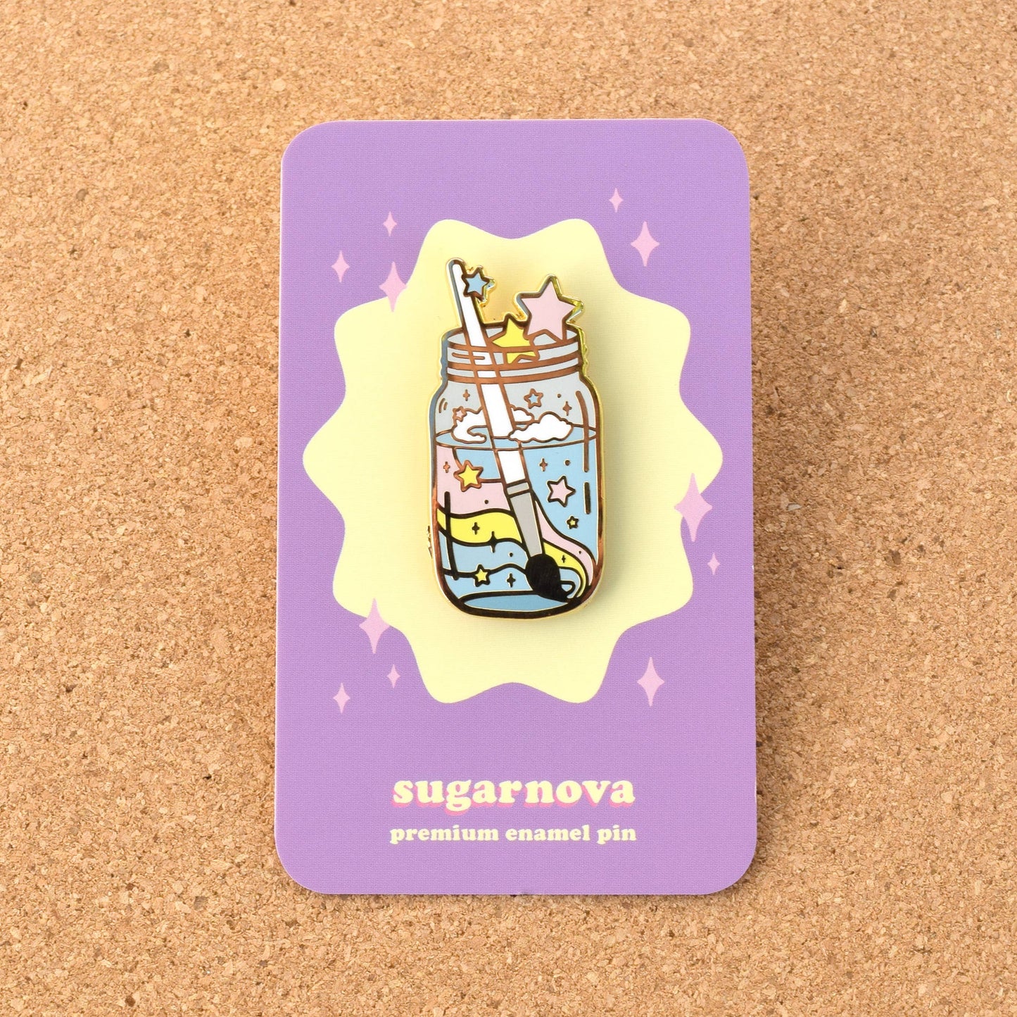 Sugarnova - Mason Jar Enamel Pin - Magical Watercolor Paint
